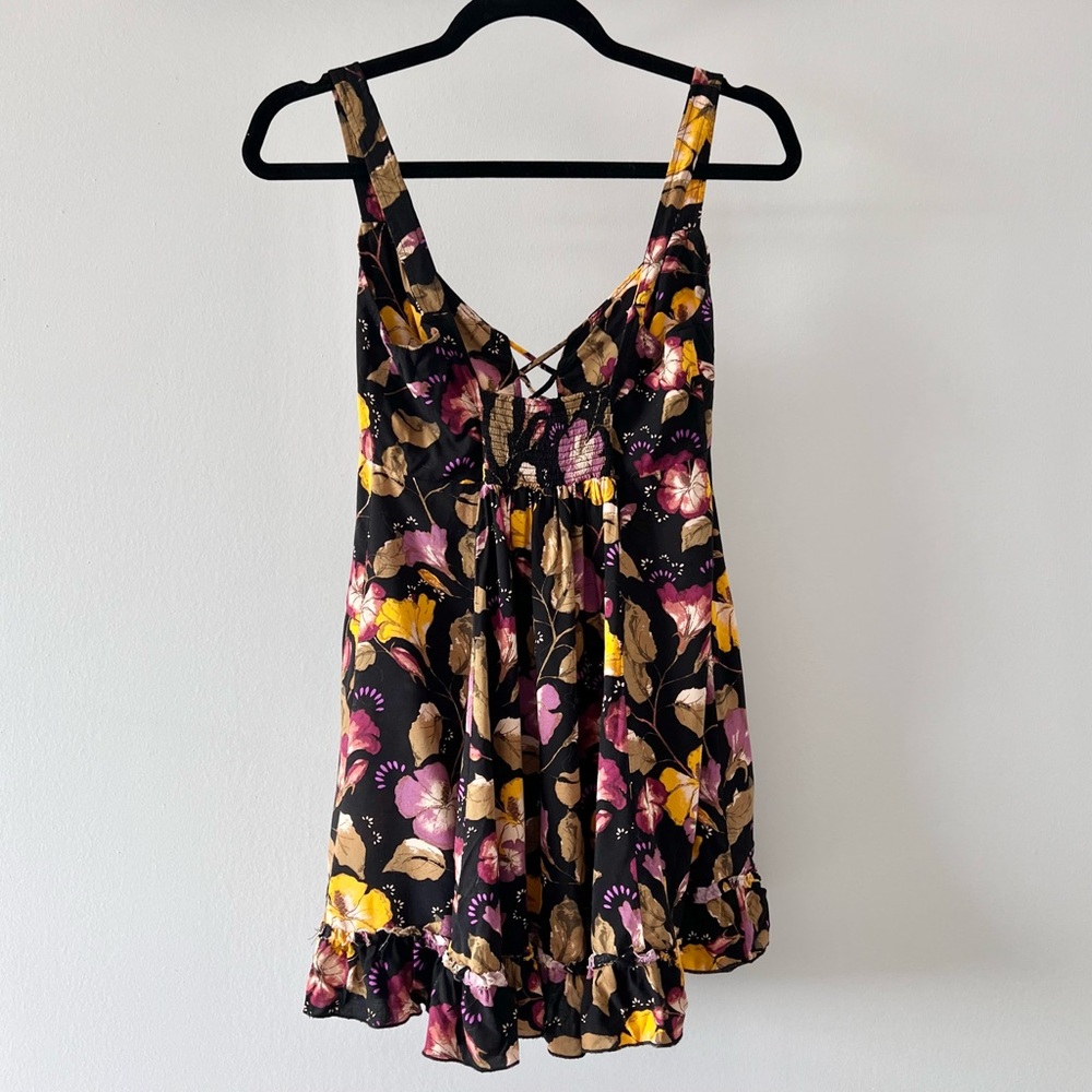 INTIMATELY FREE PEOPLE Lattice Lovers Floral Mini Slip Dress